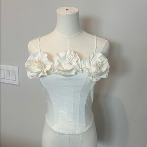 Anthropologie Cream Floral Corset Top